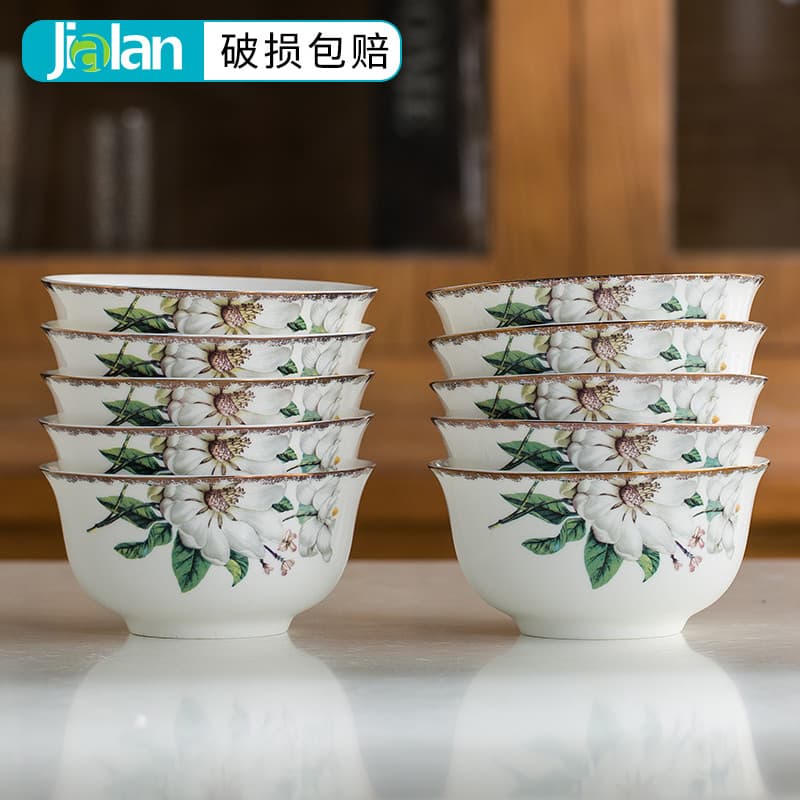 Pratos domésticos pratos osso China conjunto de utensílios de mesa europeu simples criativo dez tigelas de cerâmica tige