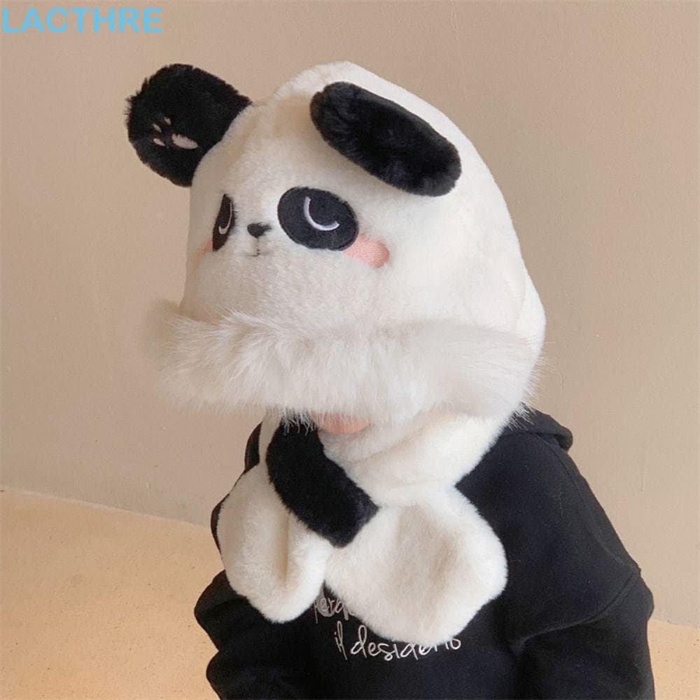 Cachecol De Pelúcia De Panda LACTHRE , Chapéu De Orelha De Urso Fofo E Quente , Lenço De Pescoço Macio Espesso De Desenh
