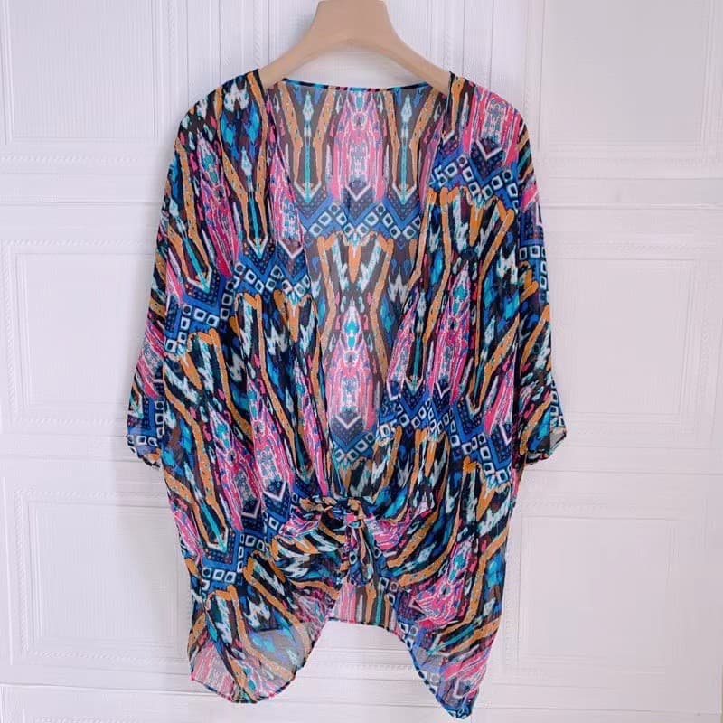 DDD Original Único Senhoras Maiô Blusa Solta Tamanho Grande Chiffon Transparente Protetor Solar Cardigan Top Manga Morce
