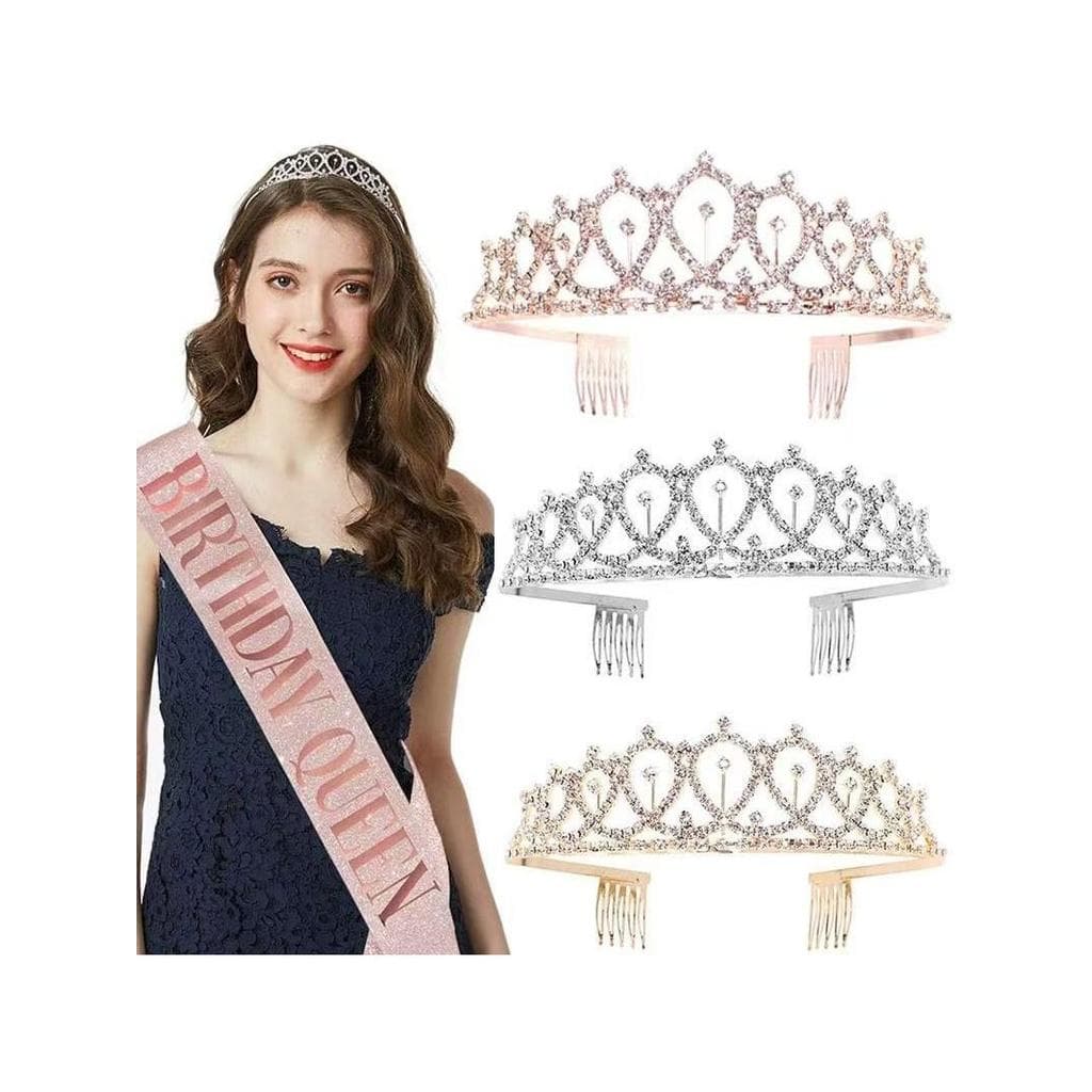 Alça de ombro desconto conjunto de ferramentas úteis princesa cinta cerimonial rosa ouro coroa aniversário rosa alça de