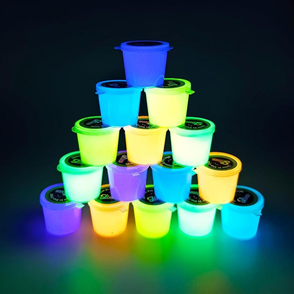 Pacote com 15 Slimes que Brilham no Escuro, Slime Galáxia de Cristal, Incluindo Azul, Rosa, Amarelo, Laranja etc., Lembr