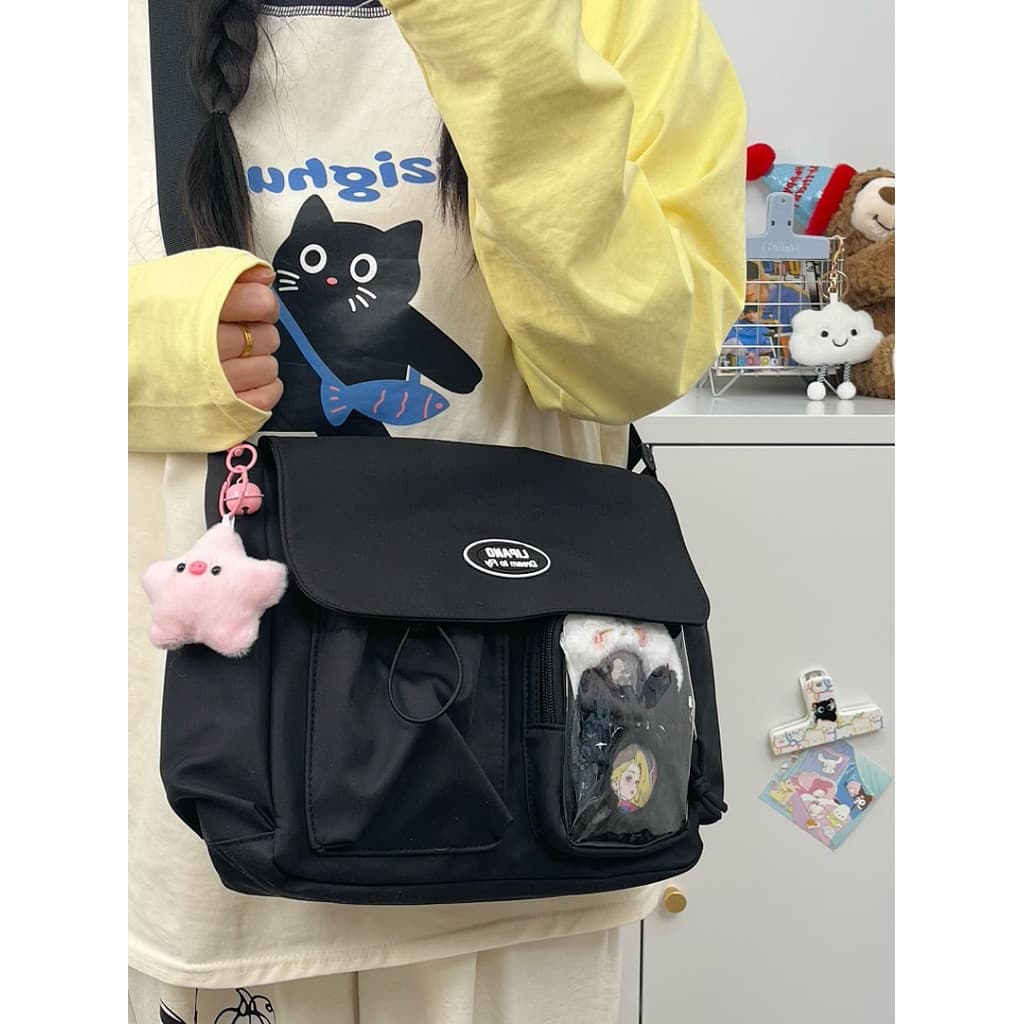 Japonês Harajuku lanches Volume grão dor saco INS estilo ferramentas saco do mensageiro transparente grande capacidade C