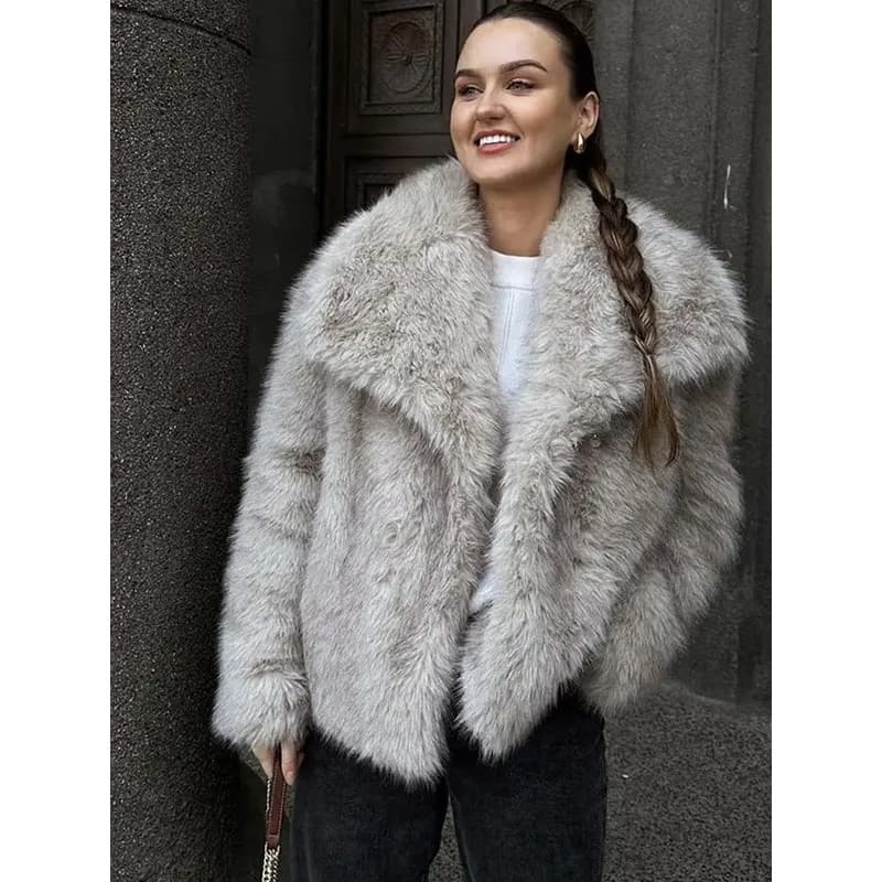 Mulheres Casual Casaco De Pele Do Falso Elegante Sólido Manga Longa Jaqueta Outono Inverno Grosso Quente Outerwear Moda