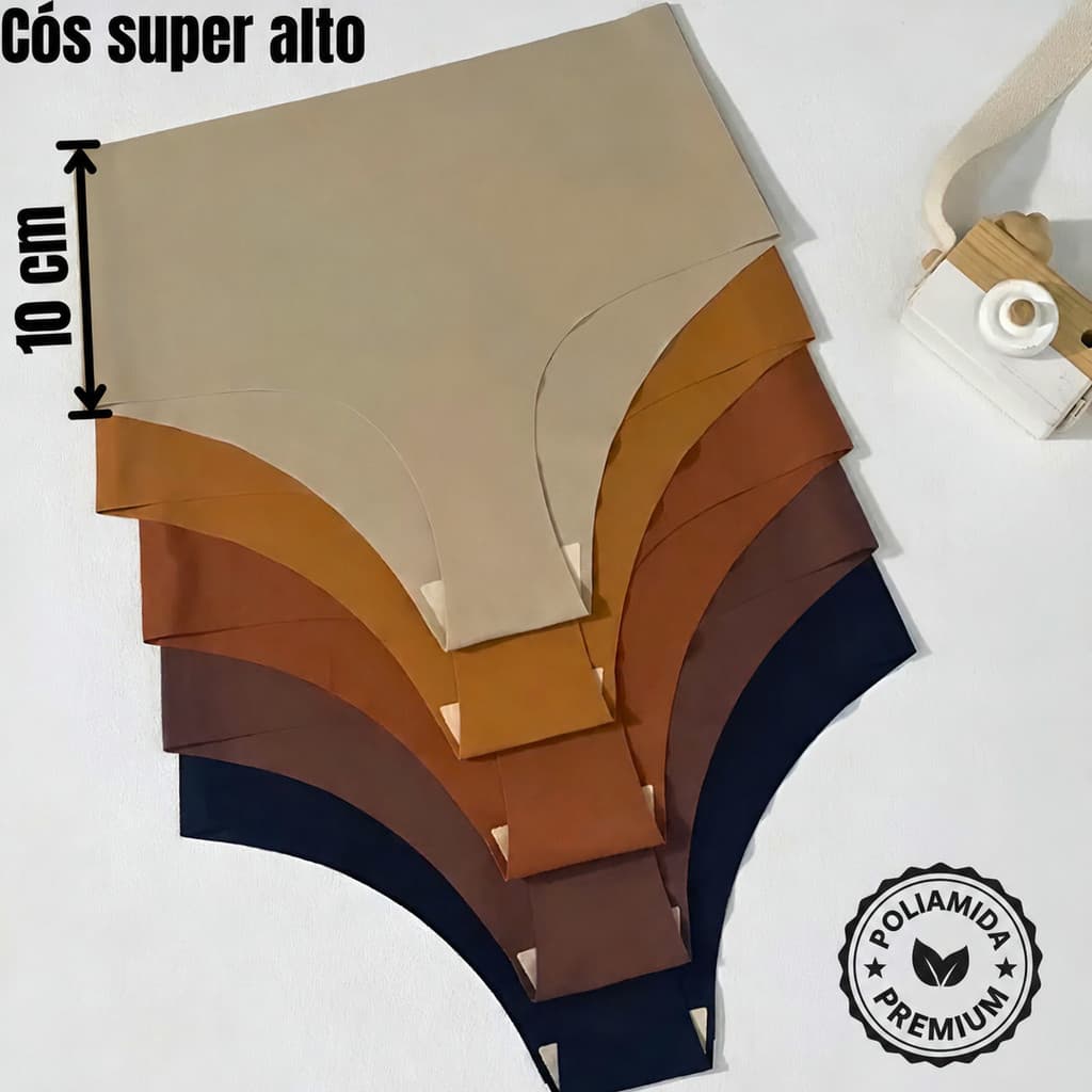 Kit 7 ou 10 Calcinhas Sem Costura Cós Alto POLIAMIDA Laser Conforto Não Marca Feminina Fitness Invisível Premium