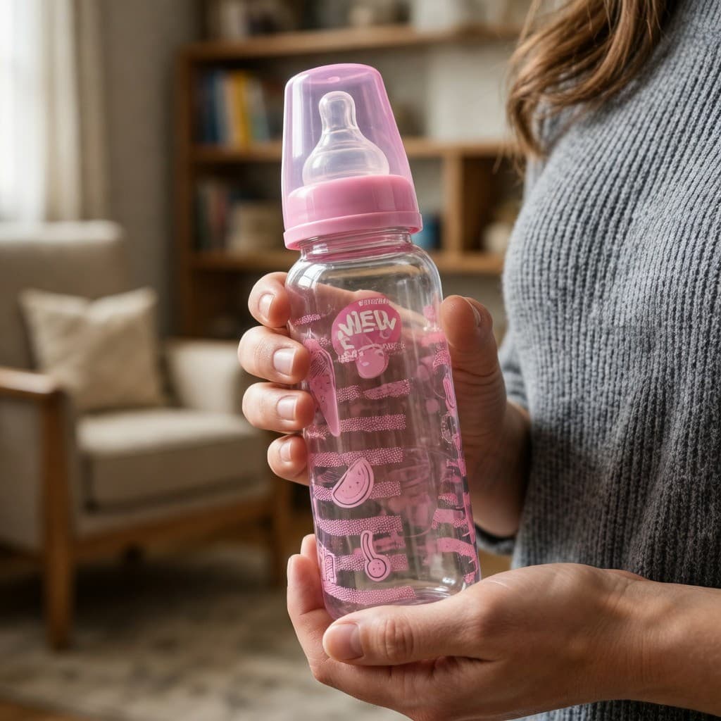 Mamadeira Infantil 240ml com Bico Redondo de Silicone New Baby