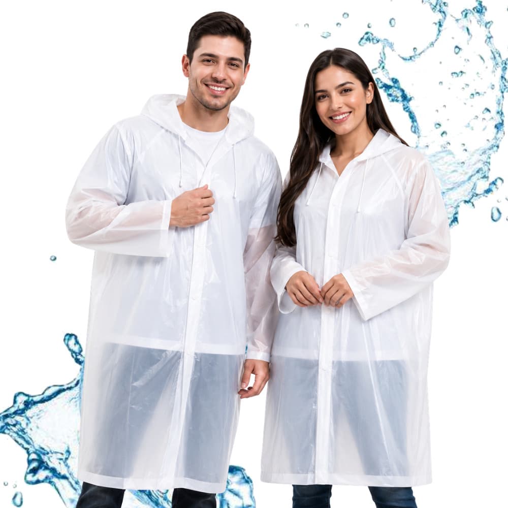 Kit Capa De Chuva Adulto Unissex Reutilizável Resistente Com Capuz Passeio Festas Impermeável