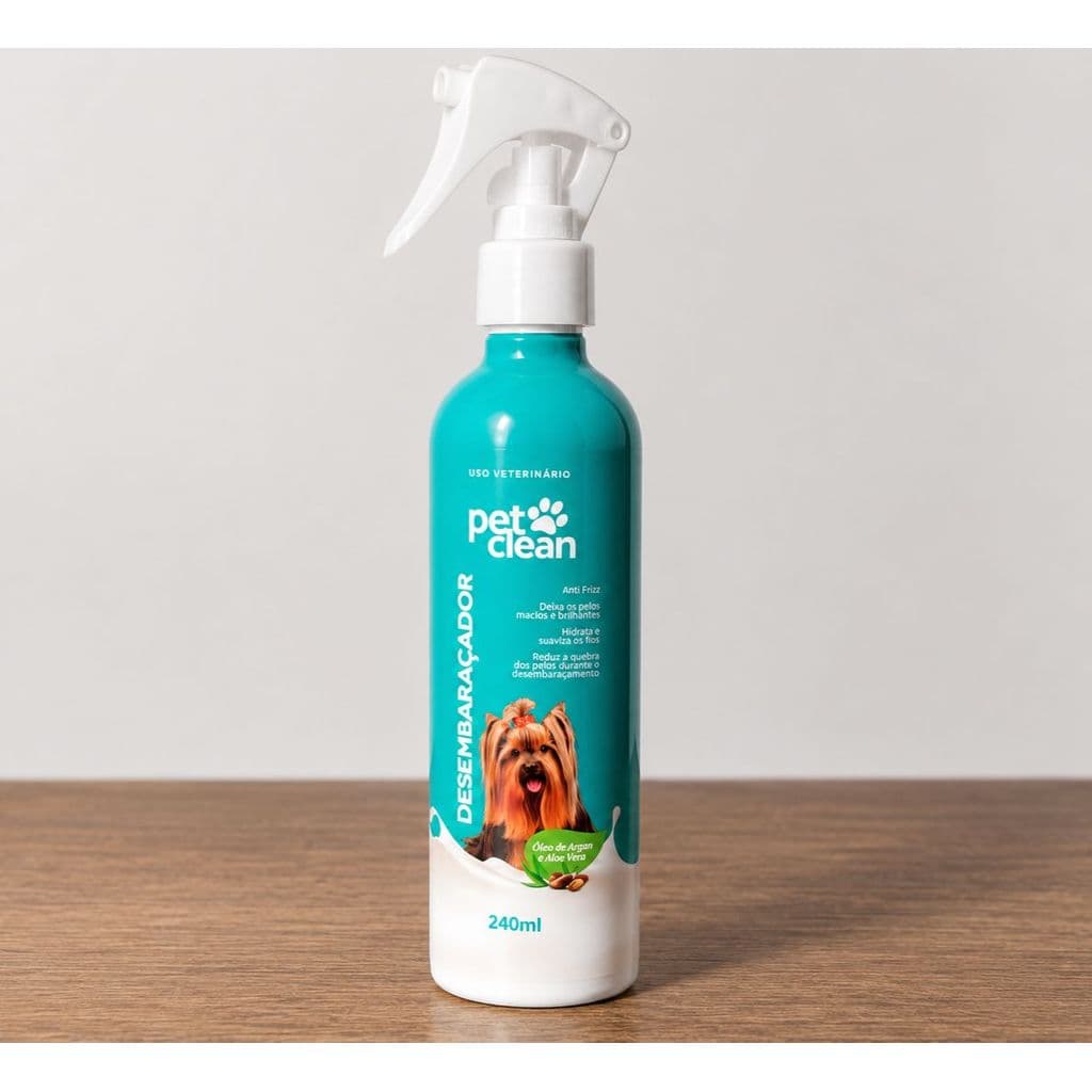 Desembaraçador Pet Clean 240ml Anti Frizz Óleo de Argan e Aloe Vera para Cães e Gatos