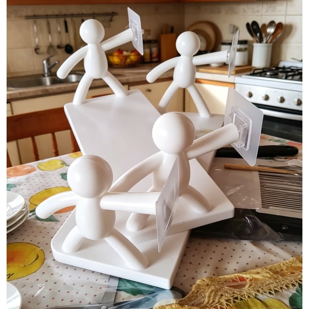 Suporte Organizador De Parede Adesivo Modelo Boneco Prateleira Banheiro Sem Furos Resistente Até 5kg Original
