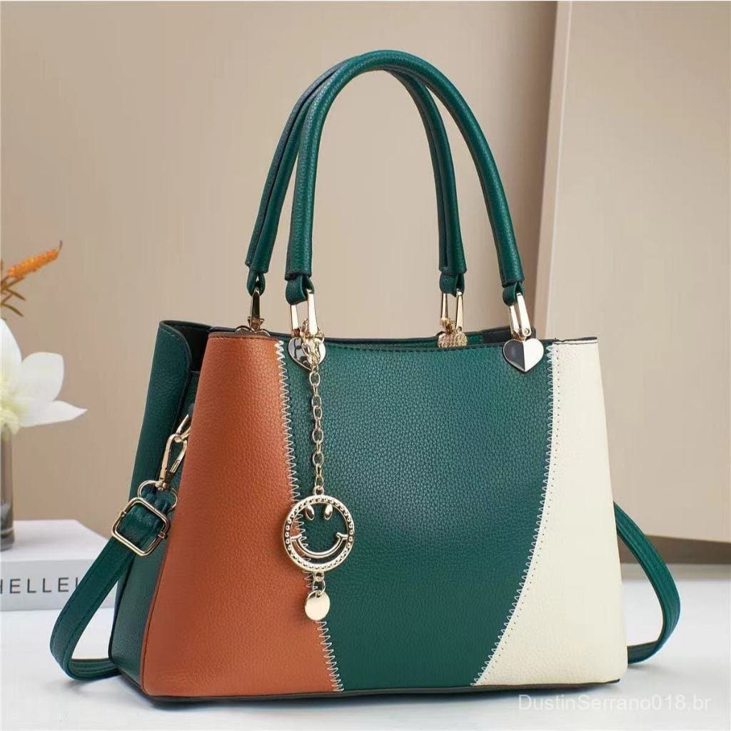 Bolsa Transversal Feminina com Alça Moderna e Cores Contrastantes Q-68-6