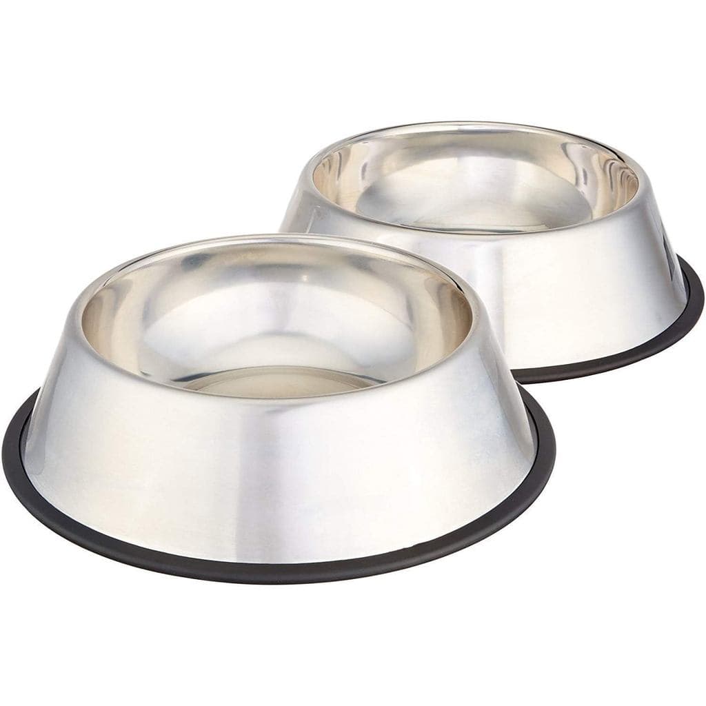 Basics Tigela para Água e Ração para Cães em Aço Inoxidável Antiderrapante, lavável na máquina de lavar louça, à prova d