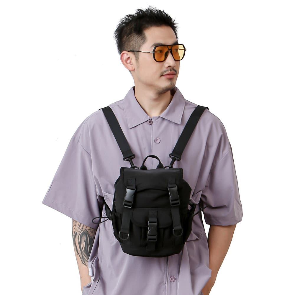 Mochila quadrada Casual masculina com vários bolsos, mochila de viagem de grande capacidade, pequena moda portátil, bols