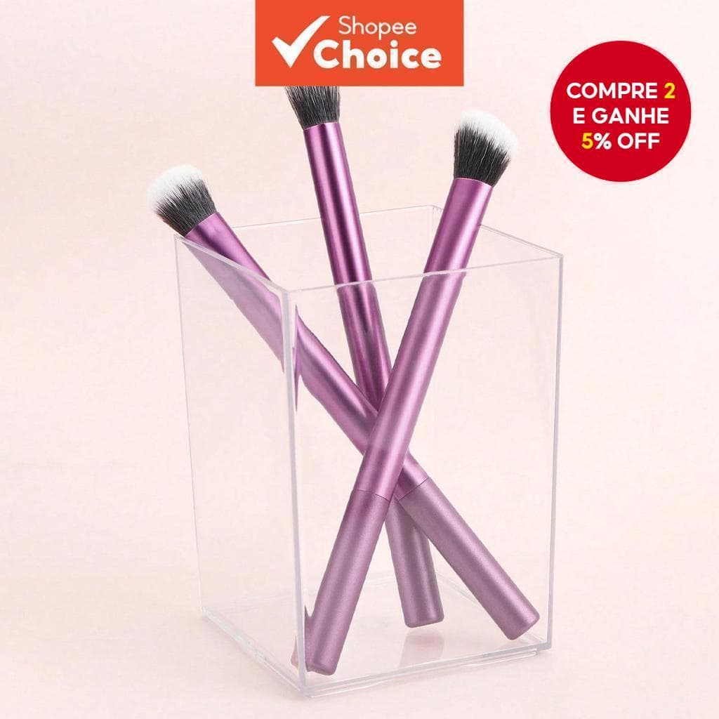 Conjunto de Escovas de Maquiagem 3pcs/Set Purple Escova de Destaque para Sombra e Corretivo, Presente Ideal para Ela