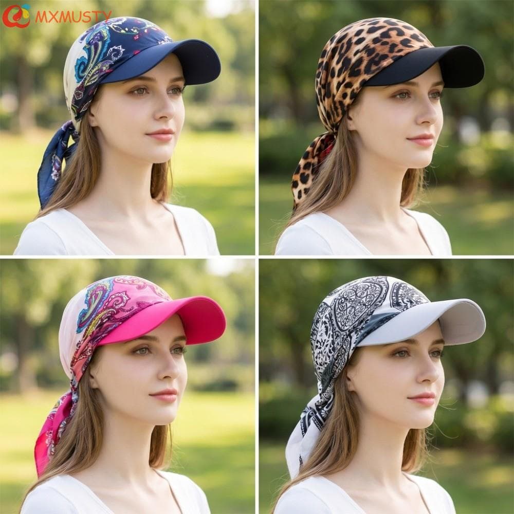 Chapéu De Lenço De Cetim Estampado MXMUSTYZA , Boné Hijab De Beisebol Macio Com Proteção UV , Bandana