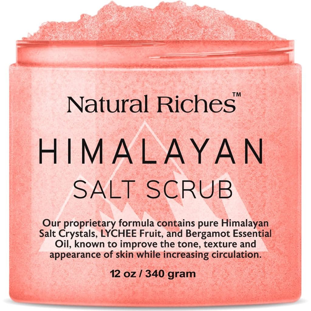 Esfoliante Corporal de Sal Rosa do Himalaia Natural Riches, Esfoliante de Sal para Mulheres e Homens, Esfoliante Corpora