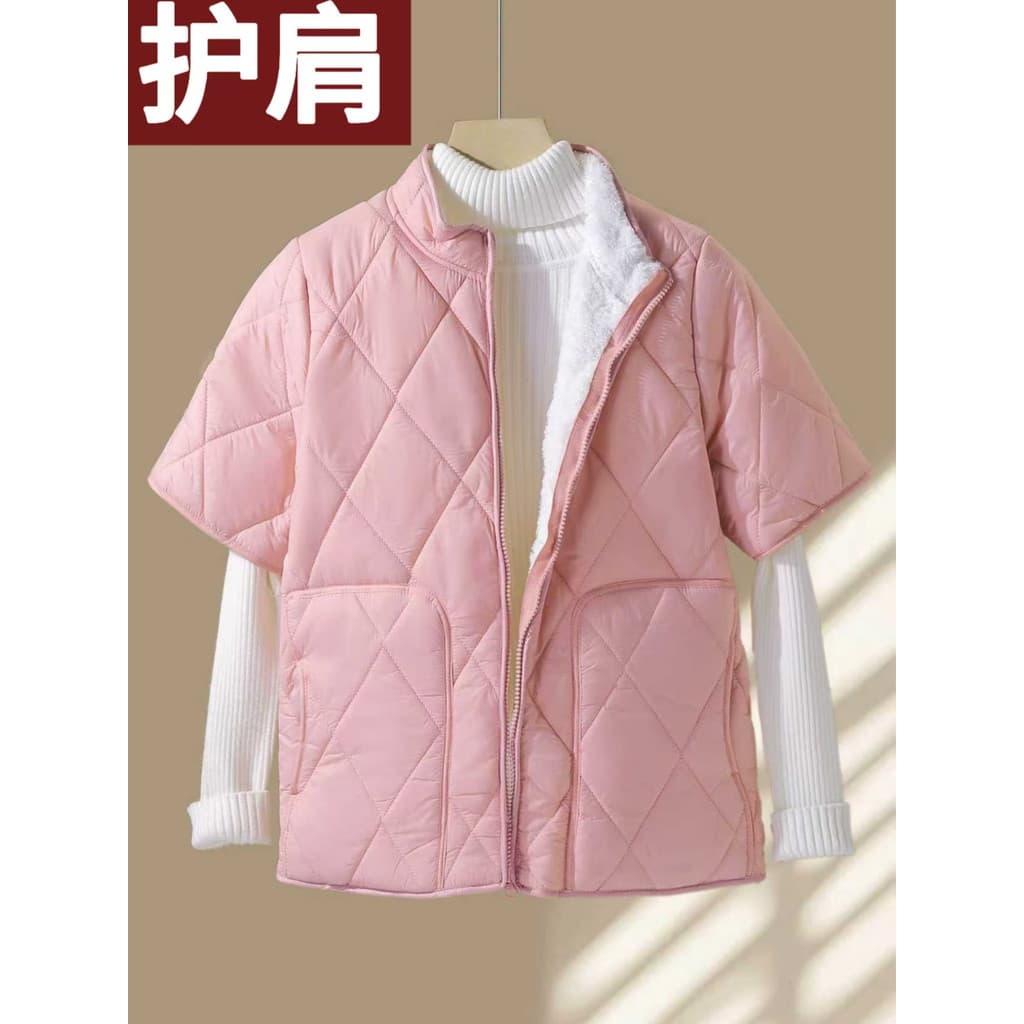Velo-velo meia manga colete feminino outono inverno interior à prova de frio ombro proteção pescoço colete escritório ca