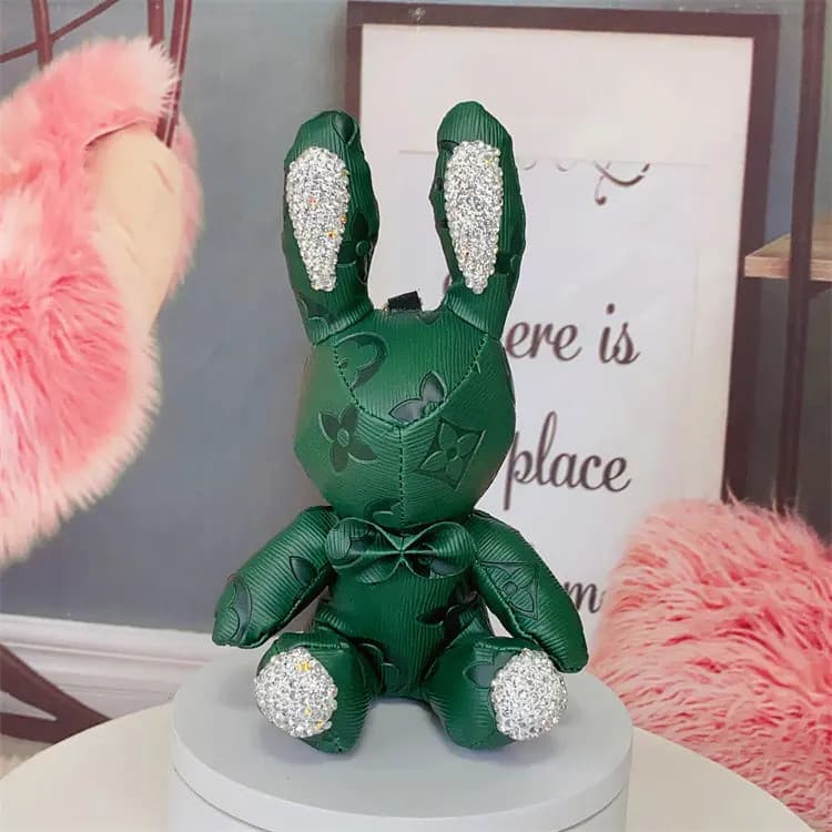 High-End couro coelho lutador francês chaveiro pingente coreano bonito boneca chaveiro masculino feminino mochila pingen