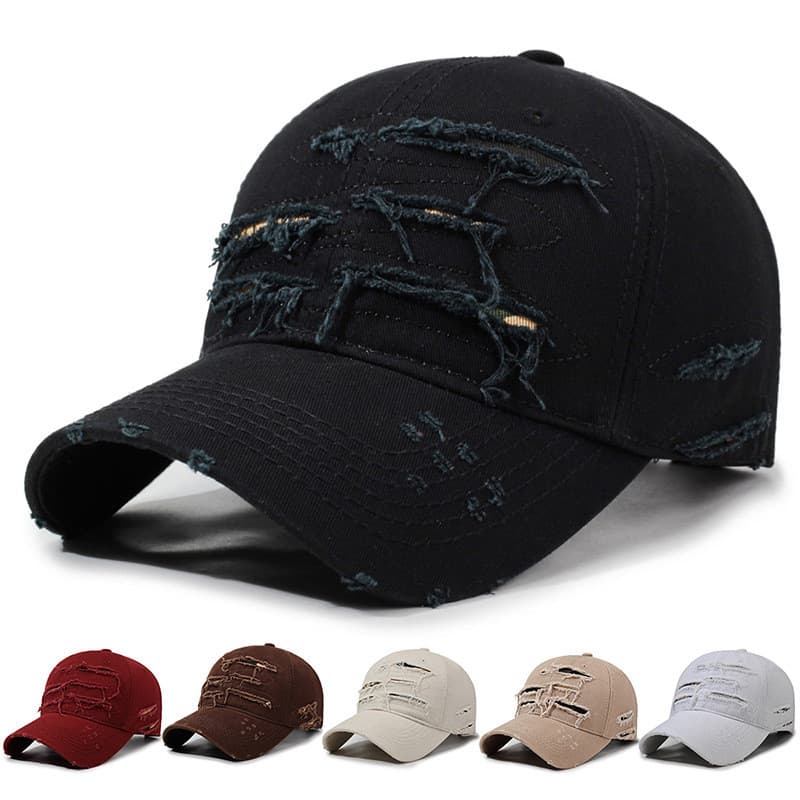 Boné de beisebol retrô angustiado masculino, novo estilo, tendência de rua única, boné feminino, Top macio, chapéu lavad