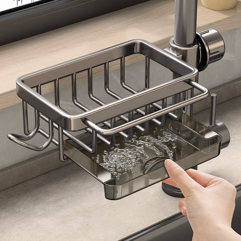 Torneira da cozinha rack pia suprimentos multifuncional pano dreno cesta rack de armazenamento bandeja drenagem bancada