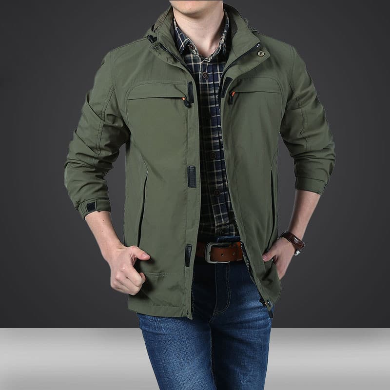Nova jaqueta ao ar livre masculina primavera outono estilo fino respirável de secagem rápida esportes topo removível cap