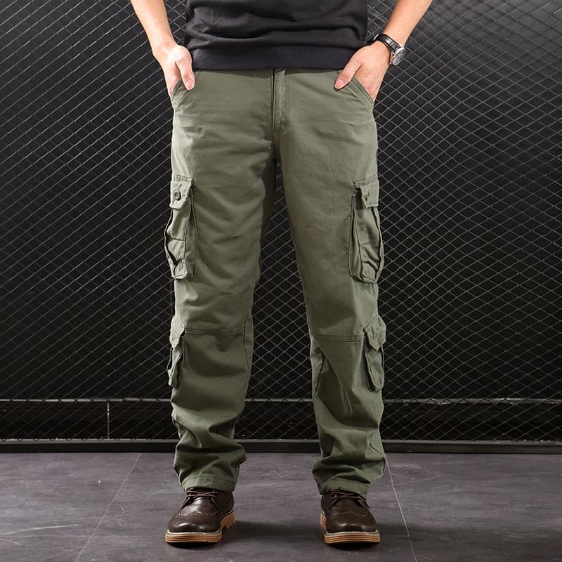 Novo outono inverno ao ar livre calças casuais dos homens solto em linha reta Multi-bolso macacão masculino grosso resis