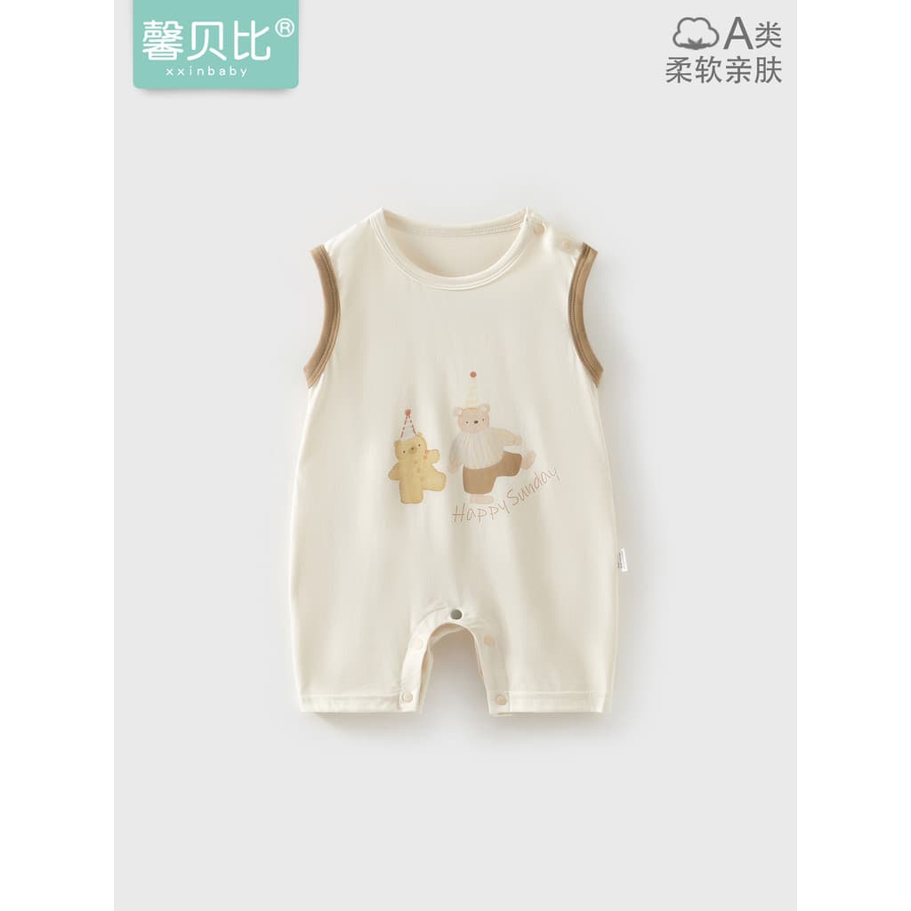 Xin Babe bebê sem mangas macacão verão Lenzing Modal bebê colete macacão estilo fino verão ar condicionado terno