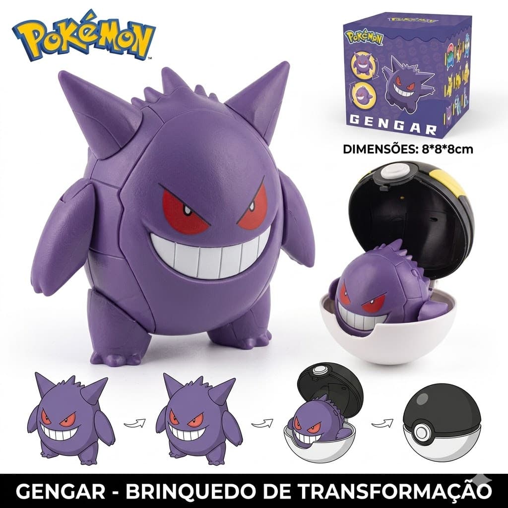 Brinquedo Pokémon Gengar Transformável De Alta Qualidade - Presente Perfeito Para Crianças Envio Imediato