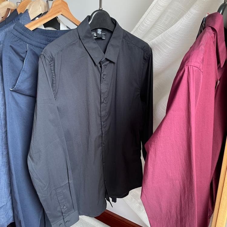 Estilo Básico de 4 Cores!Slim-fit masculino feminino cor sólida algodão camisa de manga comprida camisa de fundo versão
