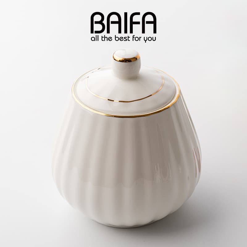 Cubo de café açucareiro cerâmica tigela de doces com tampa caixa de armazenamento bonito doméstico europeu criativo açuc
