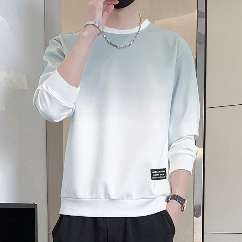 Primavera camiseta masculina de manga comprida moletom outono camisa pequena masculina na moda bonito All-Match grosso t