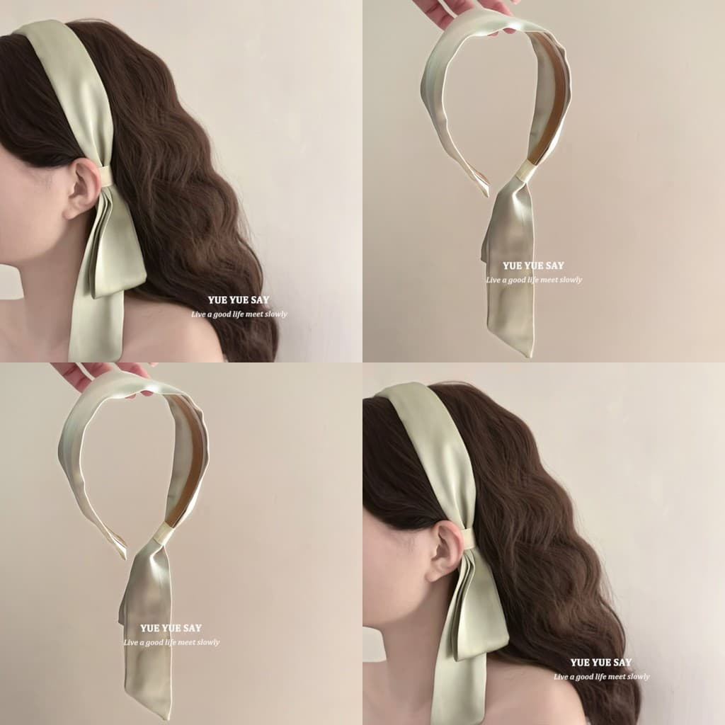 Mori estilo verão francês Streamer bandana feminino 2024 novo estilo Retro nicho verde amarrando bandana Hairpin acessór
