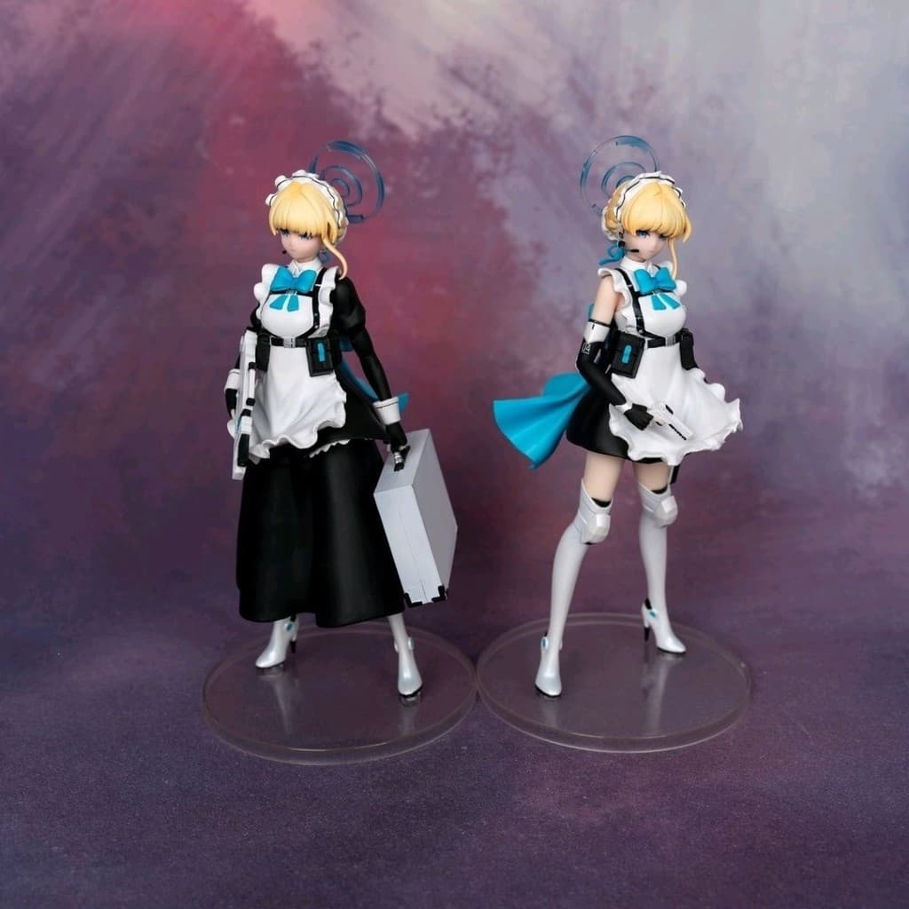 Linda menina azul empregada Asuka cavalo tempo figura modelo ornamentos encaixotados