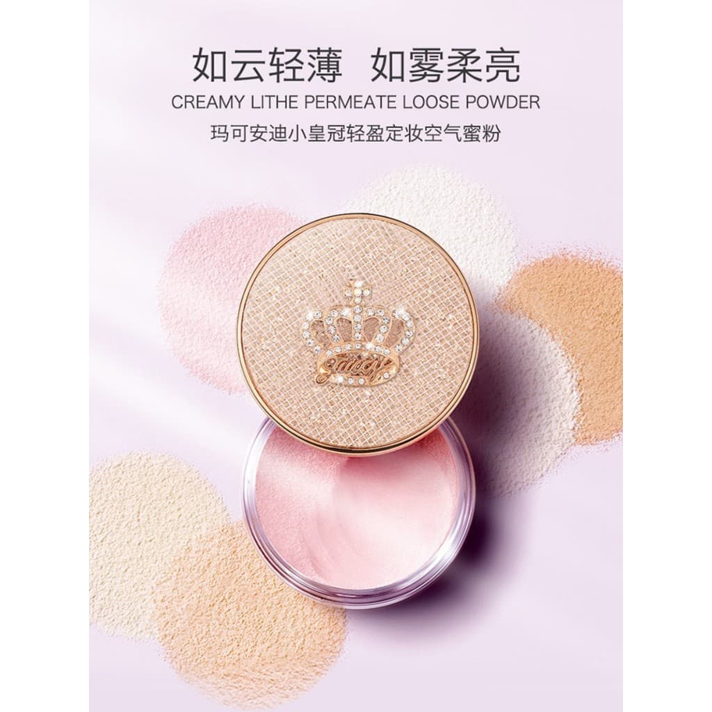 Marco Andy Little Crown Makeup Setting Powder Pó leve solto de ar de longa duração à prova d'água Anti-mão fosco pó solt
