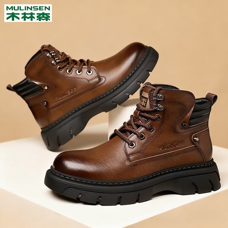 Mulinsen Martin botas masculinas 2025 outono novo estilo de couro genuíno Retro botas gerais de alta qualidade botas de