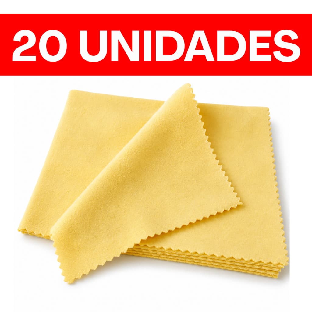 20 Unidades Flanela Mágica Polimento de Jóias Prata Ouro - Atacado