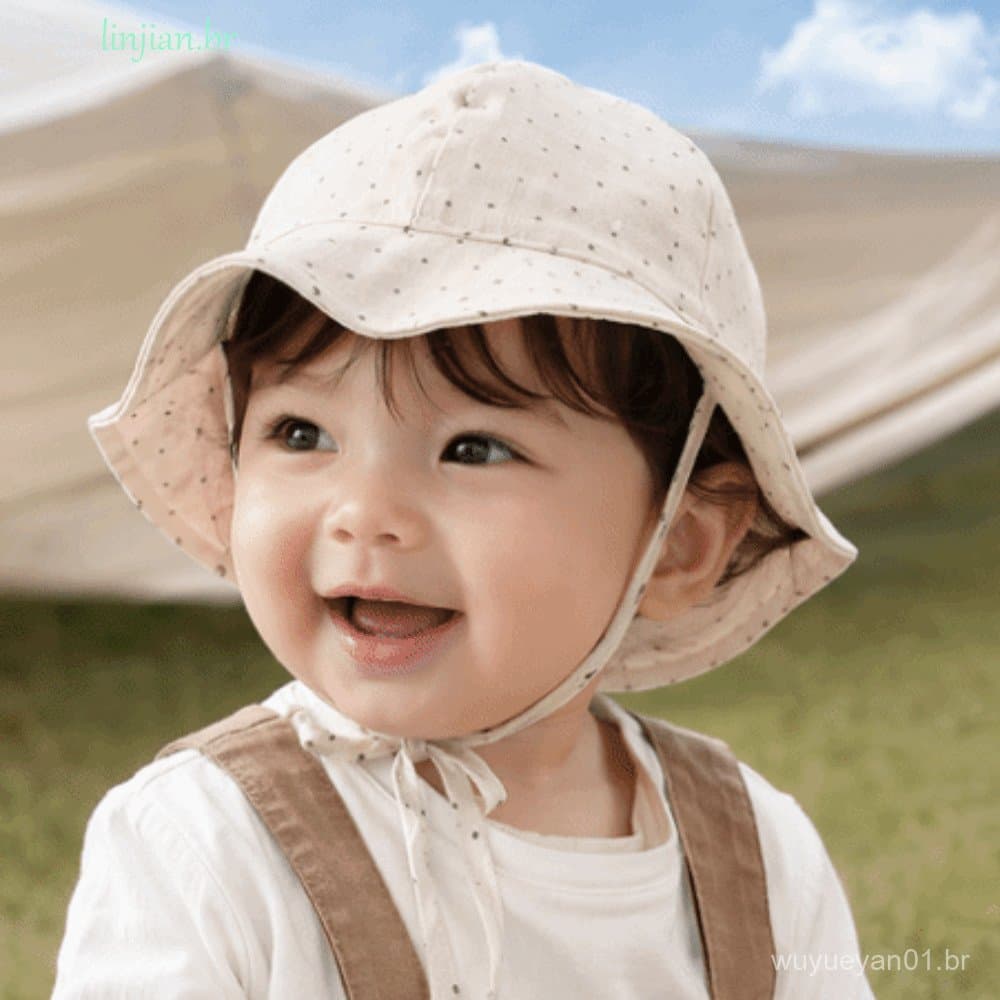Boné De Pescador Com Proteção UV LINJIAN , Chapéu Xadrez Listrado Para Bebê De Sol Infantil Aba Larga Respirável De Boli