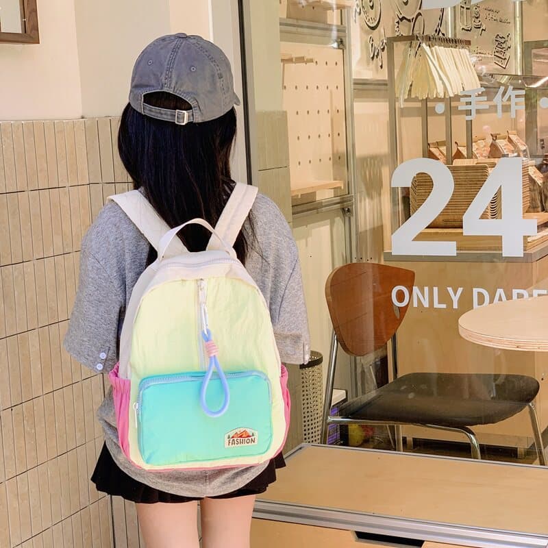 Novo estilo mochila escolar infantil ao ar livre mochila leve estudante costura contraste cor mochila ultraleve resisten