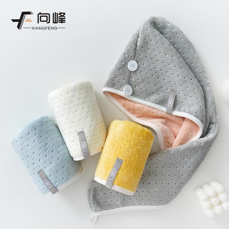 Xiangfeng novo produto primeiro encontro Ben antibacteriano Coral velo duas cores absorvente boné de secagem de cabelo d
