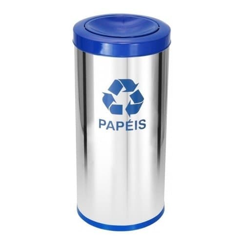 Lixeira Aço Inox Tampa Meia Esfera 22L Azul | 1/2/3un
