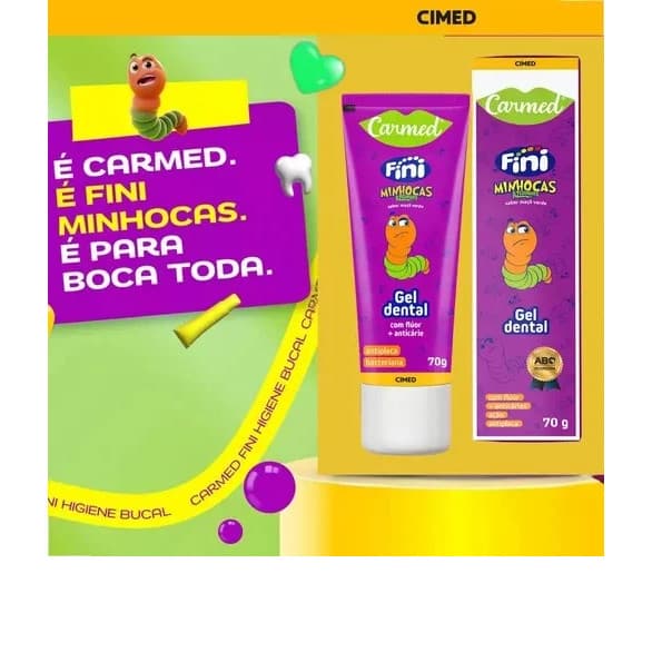 Kit Higiene Bucal Infantil Gel Dental 70g + Enxaguante Bucal Sabor Bala Com Flúor Proteção Contra Cáries SABOR MINHOCAS