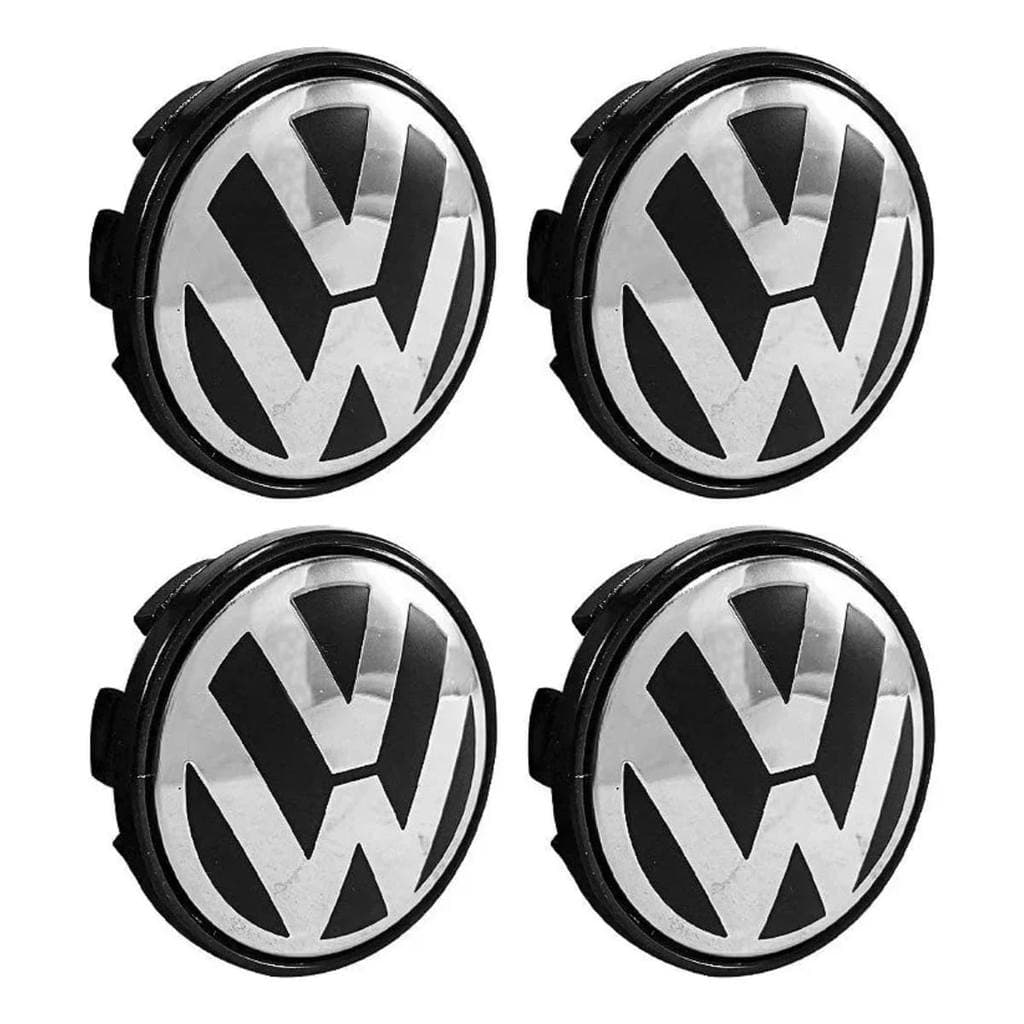 Jogo 4 Calota Calotinha Centro de Roda Vw Gol G4 G5 G6 Fox Polo Preta Roda Zunky/BRW