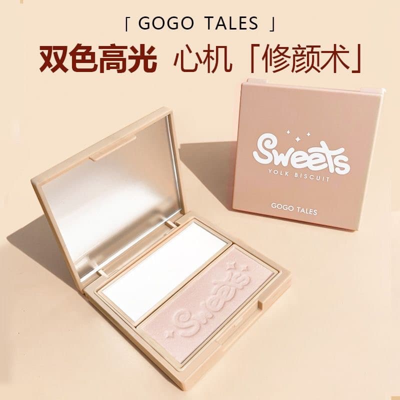 Gogotales gogotales Pó de alto brilho de duas cores fosco contorno Blush tudo-em-um placa brilho facial Natural três @