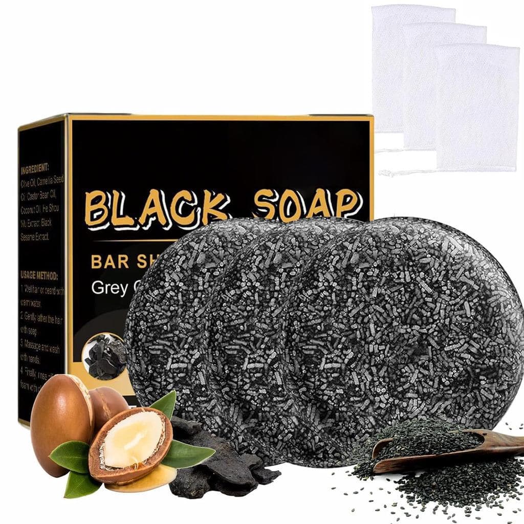 3 Peças de Sabonete para Cabelos Grisalhos, Shampoo para Cabelos Grisalhos, Sabonete para Homens e Mulheres - Limpeza Pr