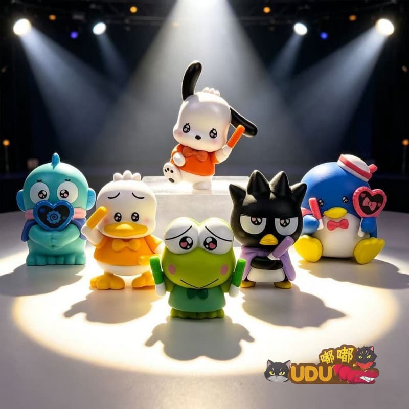 Autêntica figura de apoio Sanrio com olhos brilhantes, figura de peixe-palhaço fofo, adorável brinquedo de pelúcia do ca