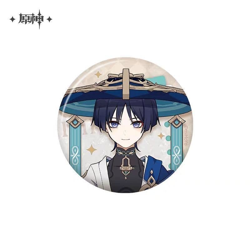 Genshin Impacto Emblema Colecionável Furina Zhongli Andarilho Raiden Shogun Broche Redondo Bonito Anime Jogo Merch Para