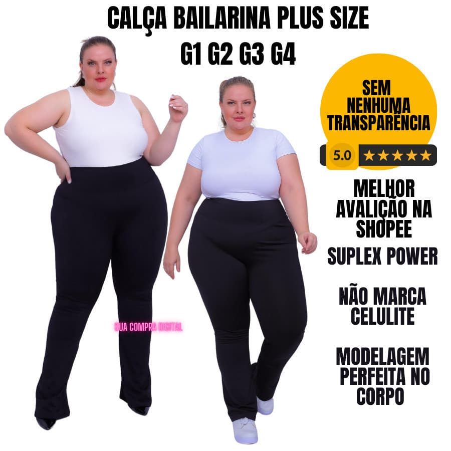 CALÇA BAILARINA PLUS SIZE CALÇA BOCA DE SINO LEGGING FLARE PLUS SIZE G1 G2 G3 G4 CALSA PLUS SISE CALÇA PRETA PLUS