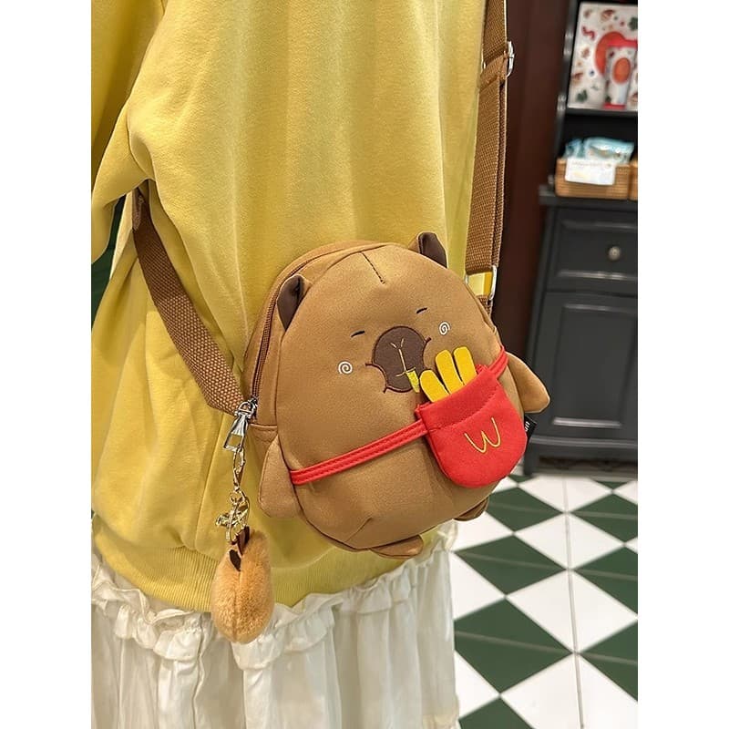 Capivara mensageiro saco feminino 2025 novo estilo bonito Kapibara saco de viagem mochila ombro verão pequeno saco