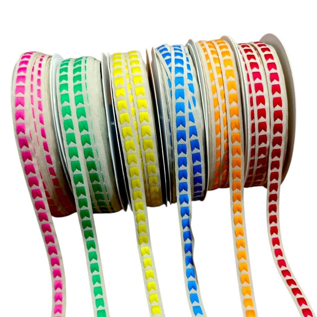 Fita São João Bordada 10mm Bandeirinhas Para Personalizar Tiaras Laços Vestido de Festa Junina