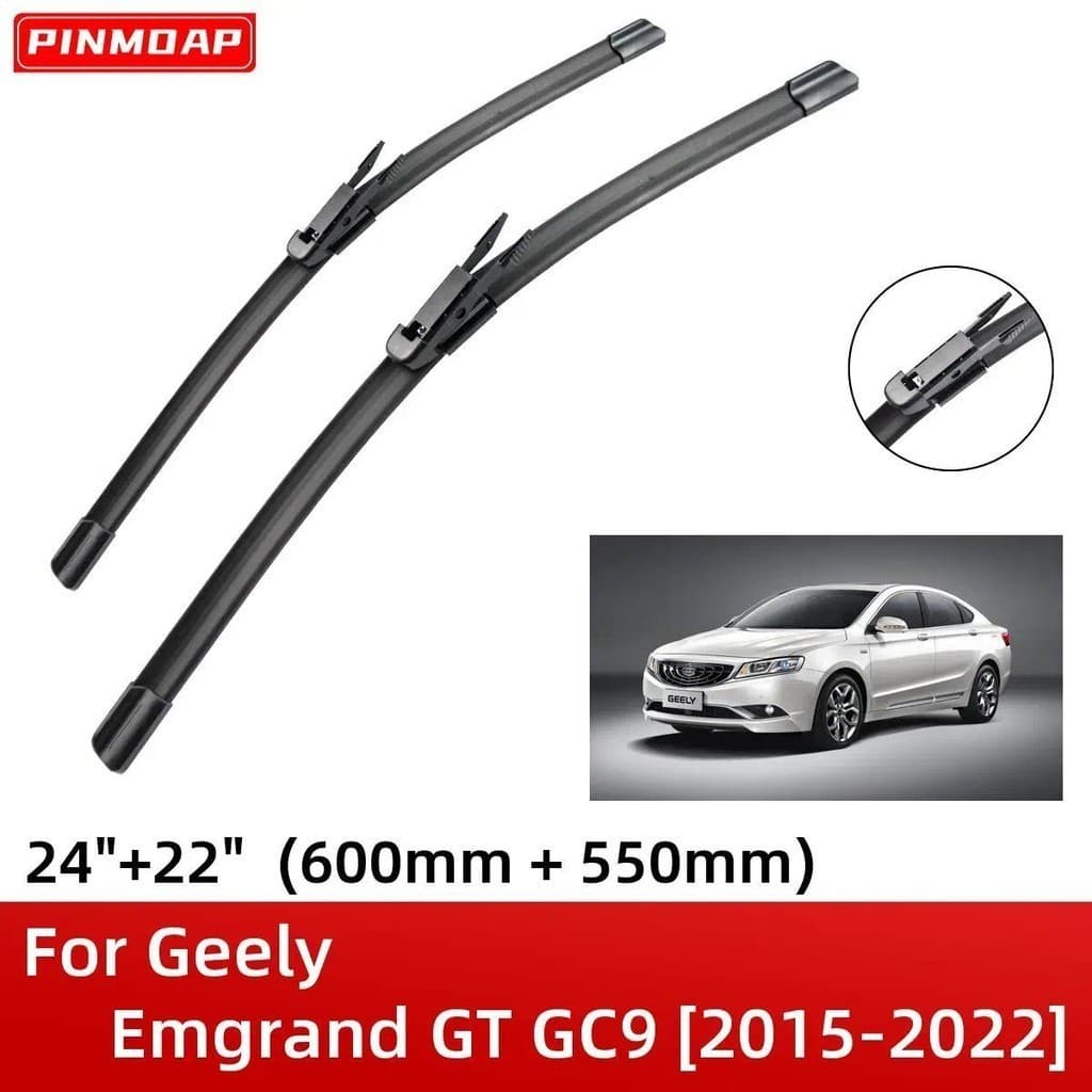 Para Geely Emgrand GT GC9 2015-2022 24 " + 22 " Lâminas De Limpador De-Brisa Dianteiro Escovas Cortador Acessórios 2018