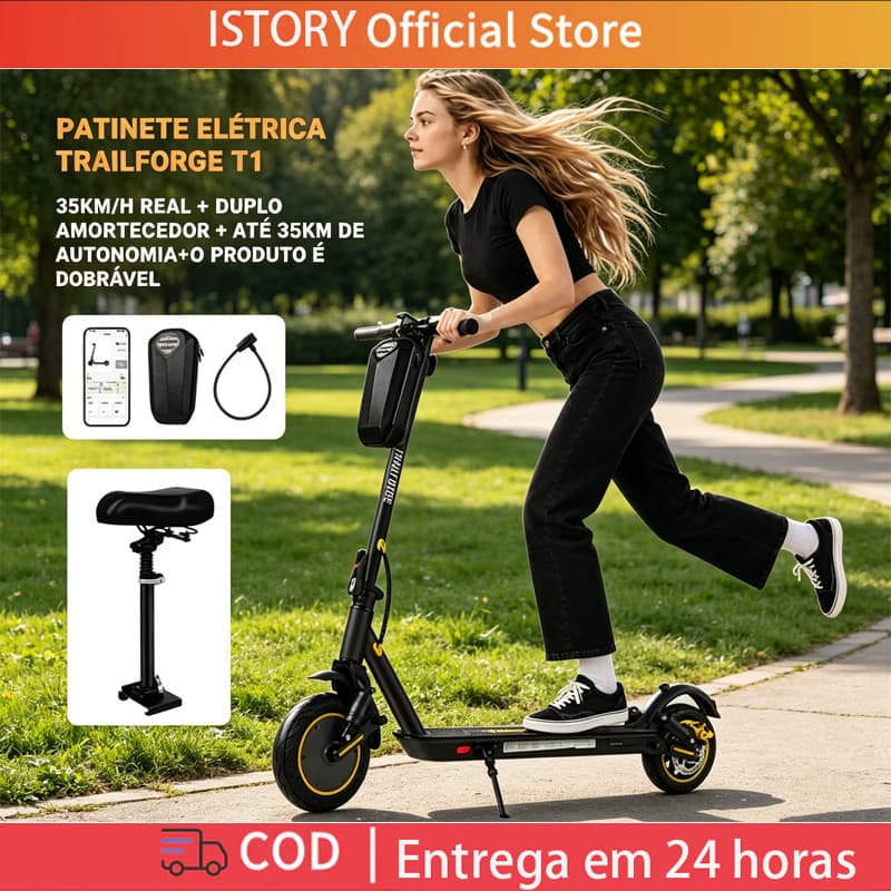 Trailforge T1 Patinete Elétrico 10 Polegadas 800W Bateria 12.5AH Autonomia 45km App Bluetooth Adulto