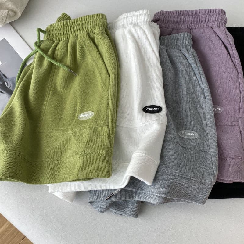 Shorts esportivos casuais de cintura alta e modeladores para mulheres, novo estilo coreano, calças largas com cordão aju